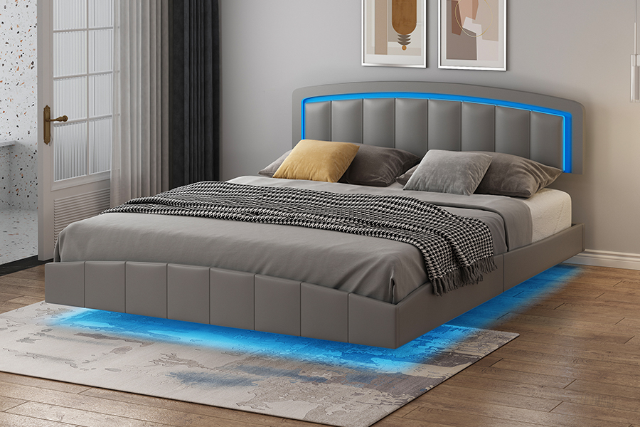 4468-1 Struttura letto sospesa imbottita a LED
