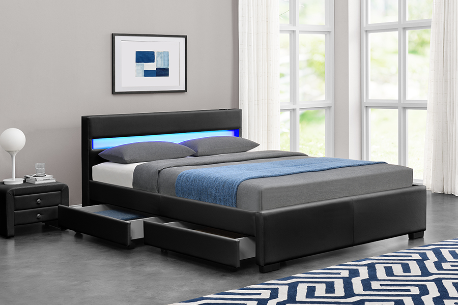 1894-1DS Struttura letto contenitore imbottito audiovisivo con altoparlante Bluetooth
