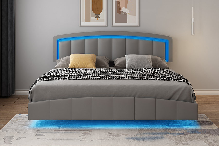 4468-1 Struttura letto sospesa imbottita a LED