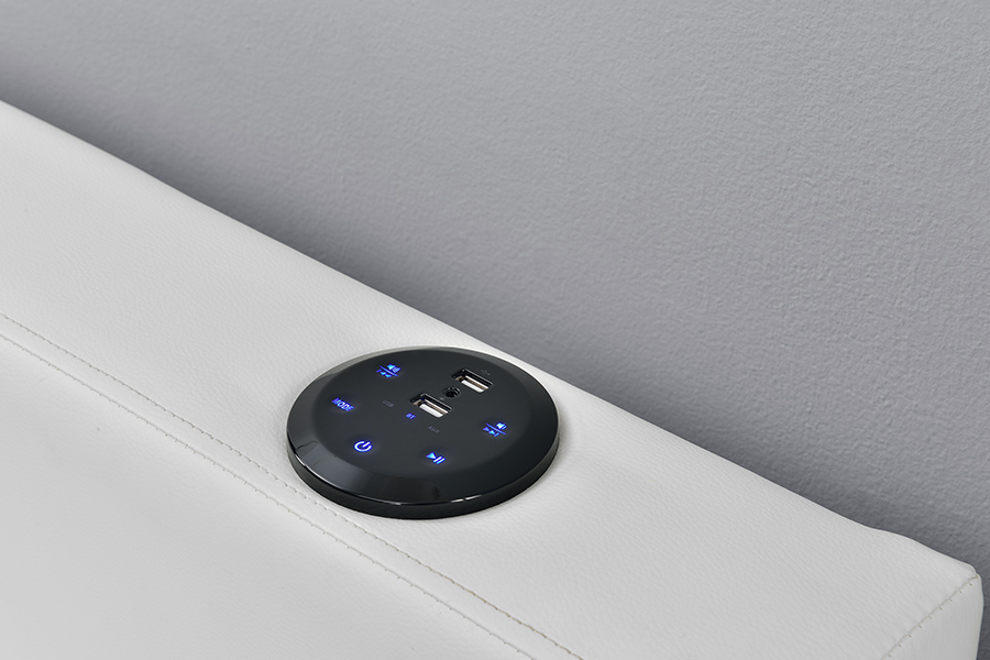 1894-1DS Struttura letto contenitore imbottito audiovisivo con altoparlante Bluetooth