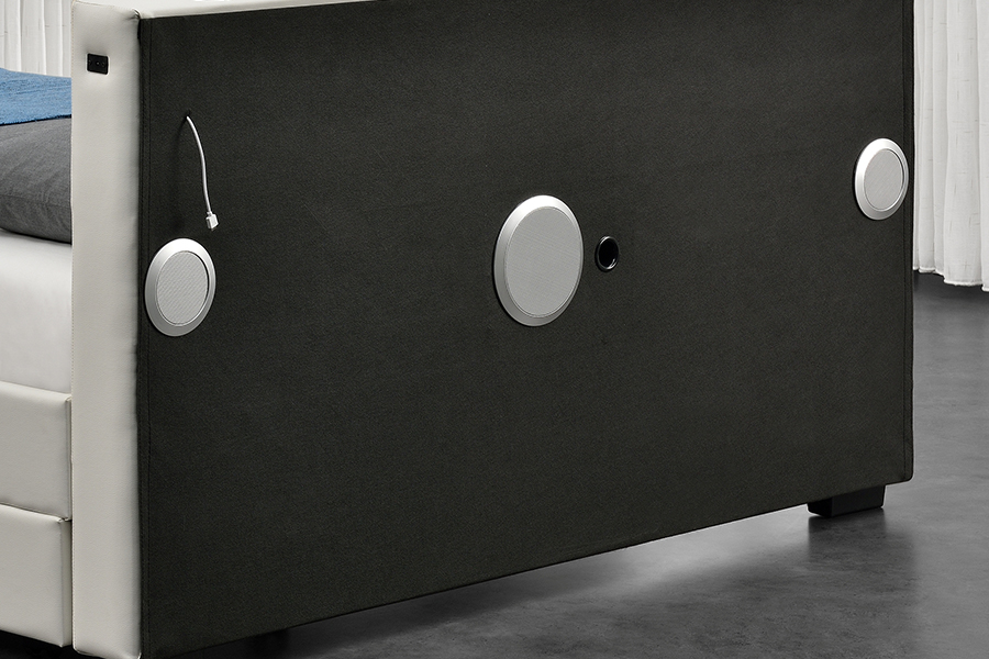 1894-1DS Struttura letto contenitore imbottito audiovisivo con altoparlante Bluetooth