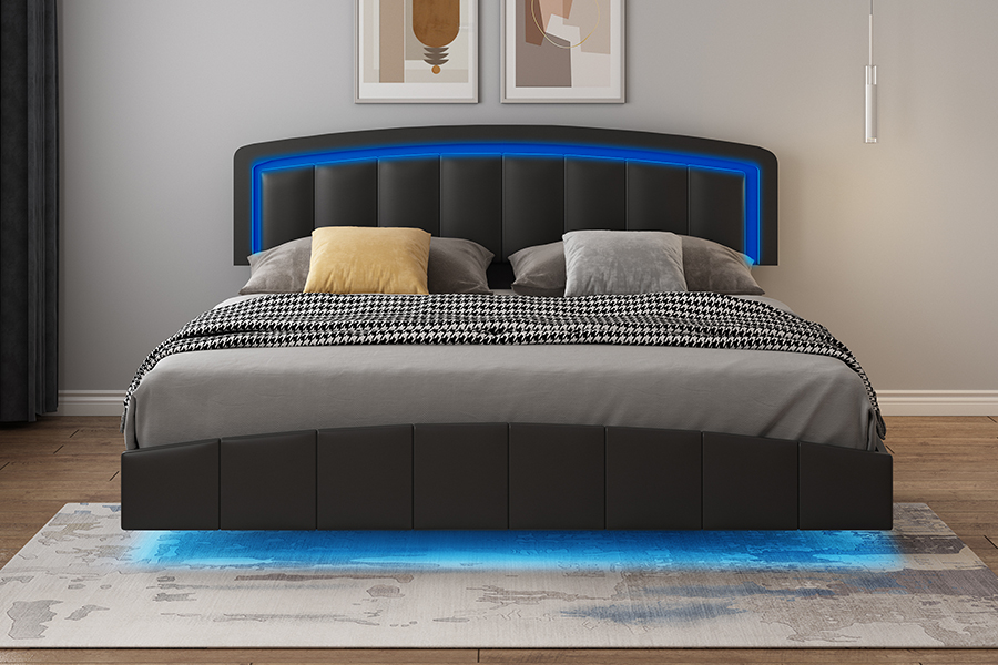 4468-1 Struttura letto sospesa imbottita a LED