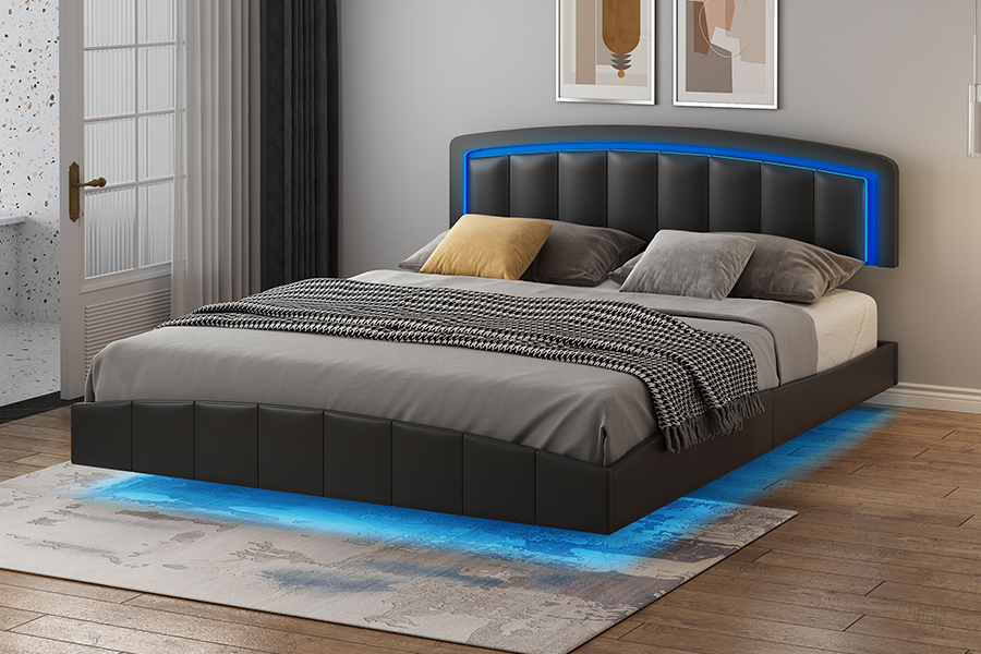 4468-1 Struttura letto sospesa imbottita a LED