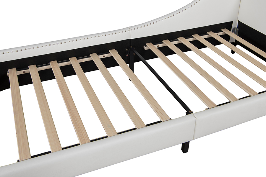 4546-3U Struttura letto imbottita in pelle a forma di L USB