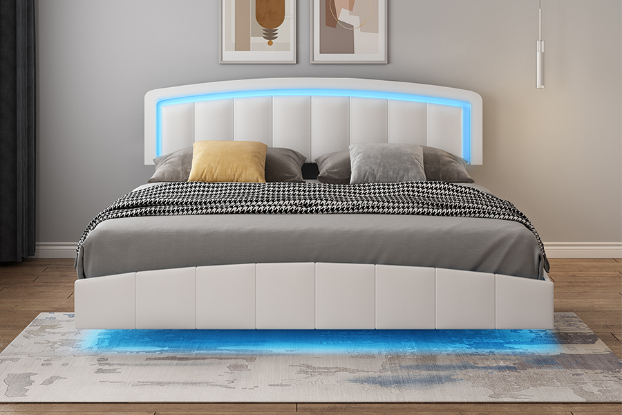 4468-1 Struttura letto sospesa imbottita a LED