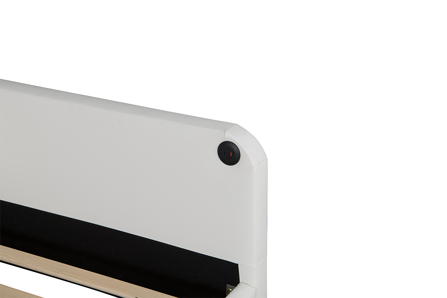 4546-3U Struttura letto imbottita in pelle a forma di L USB
