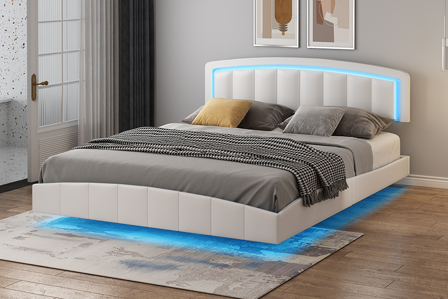 4468-1 Struttura letto sospesa imbottita a LED