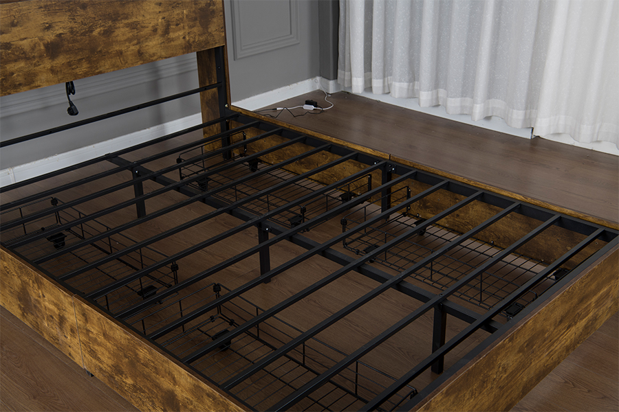 4831D Struttura letto in legno in stile retrò-industriale