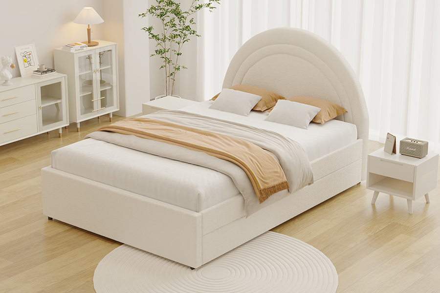 4542 Struttura letto contenitore curva imbottita a castello estraibile