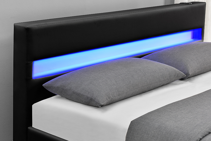 1894-1DS Struttura letto contenitore imbottito audiovisivo con altoparlante Bluetooth