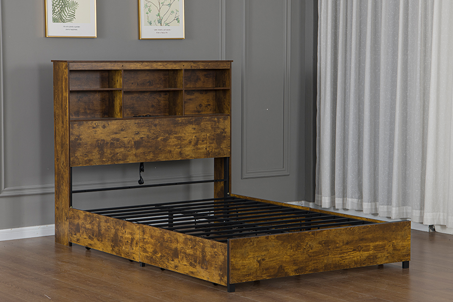 4831D Struttura letto in legno in stile retrò-industriale