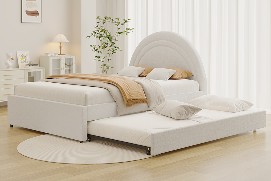 4542 Struttura letto contenitore curva imbottita a castello estraibile