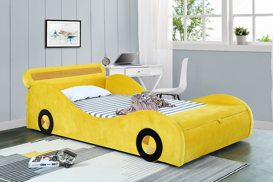1421 Sorprendenti letti gialli simili a automobili per bambini