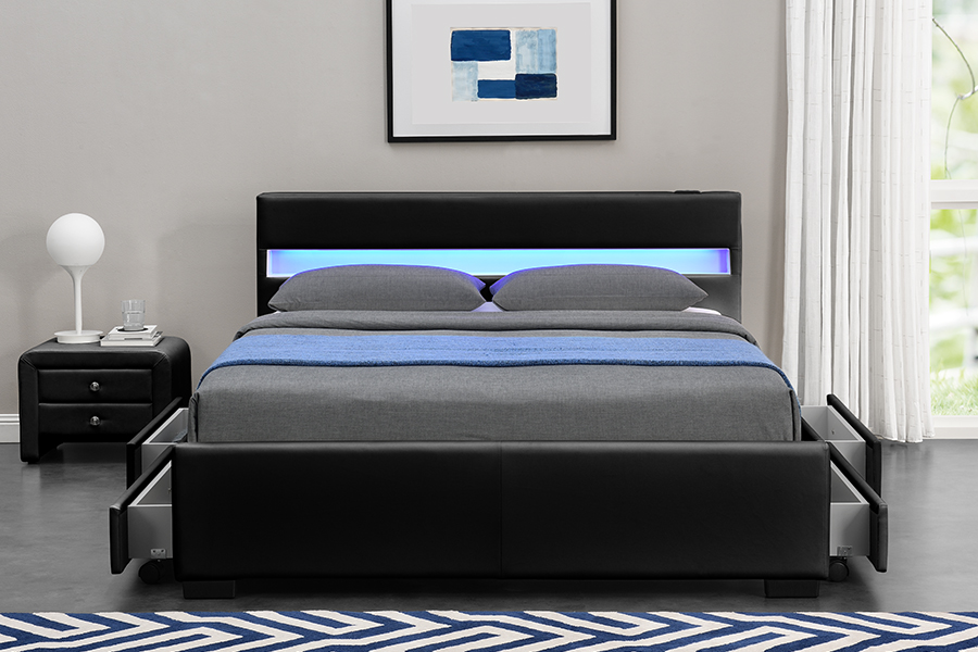 1894-1DS Struttura letto contenitore imbottito audiovisivo con altoparlante Bluetooth