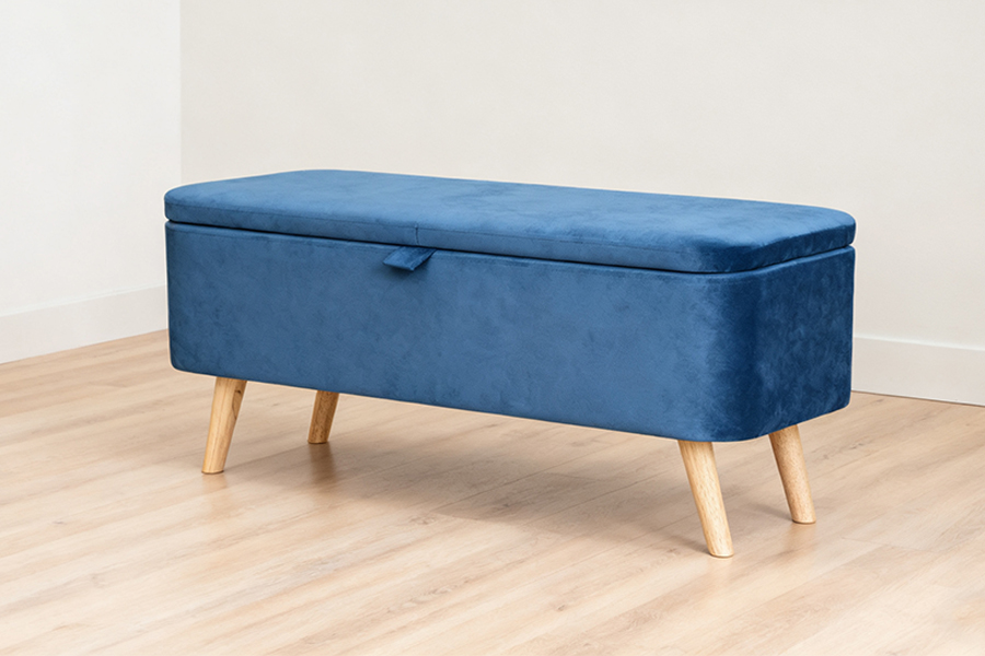 WSS956 Contenitore ottomano imbottito in velluto blu