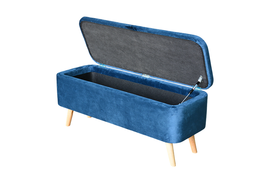 WSS956 Contenitore ottomano imbottito in velluto blu