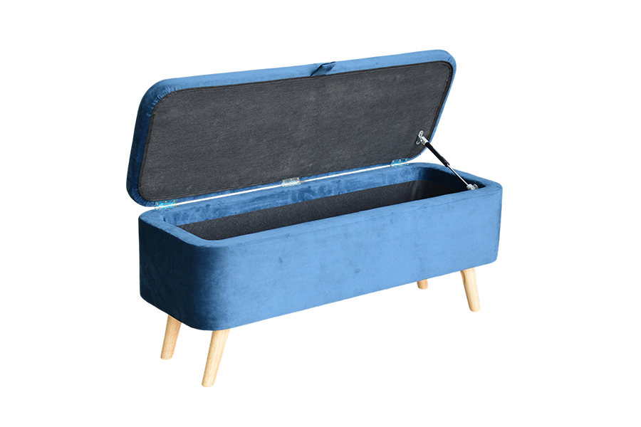 WSS956 Contenitore ottomano imbottito in velluto blu