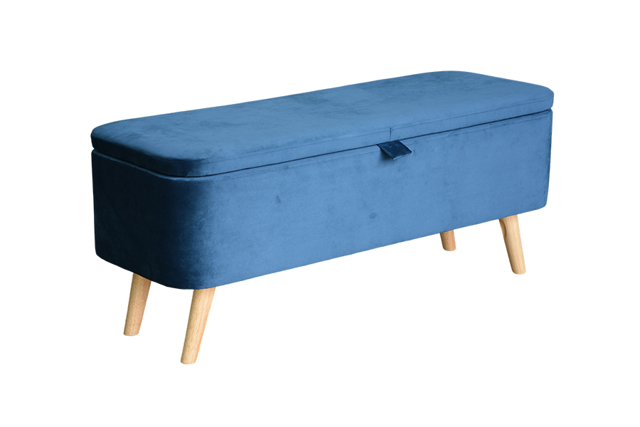 WSS956 Contenitore ottomano imbottito in velluto blu
