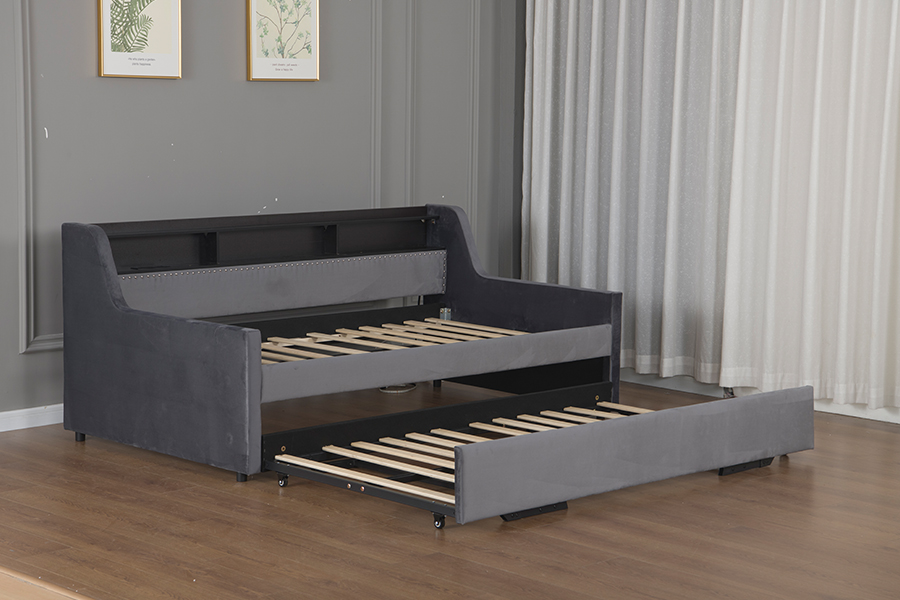 4857-1U Divano letto estraibile rivestito in morbido tessuto di velluto