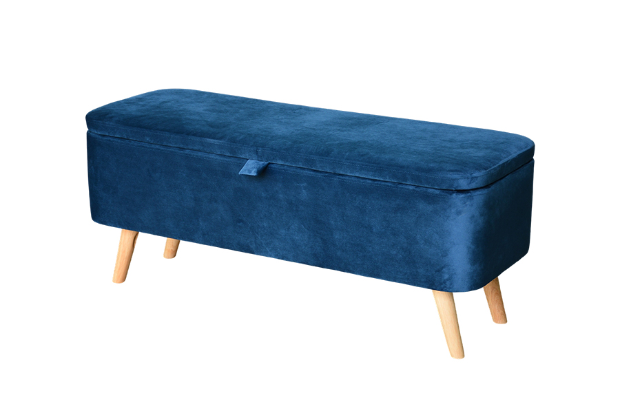 WSS956 Contenitore ottomano imbottito in velluto blu