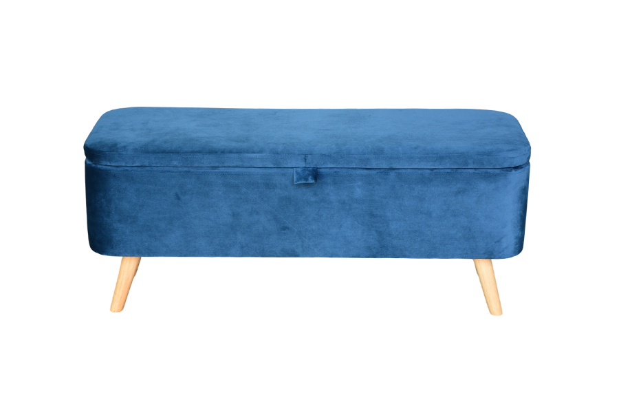 WSS956 Contenitore ottomano imbottito in velluto blu
