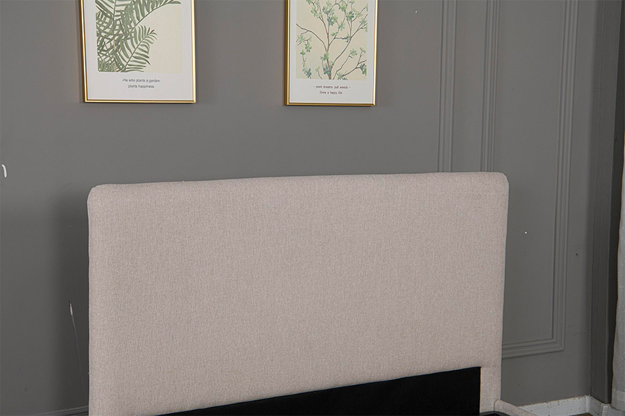 5017G Struttura letto contenitore idraulico moderno imbottito in tessuto beige