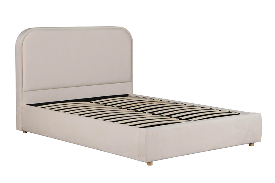 5032-1G Testiera curva in legno con struttura letto imbottita a LED