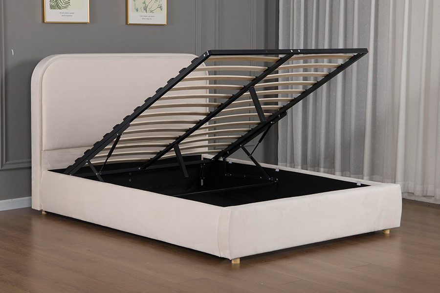 5032-1G Testiera curva in legno con struttura letto imbottita a LED
