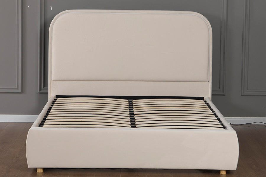 5032-1G Testiera curva in legno con struttura letto imbottita a LED