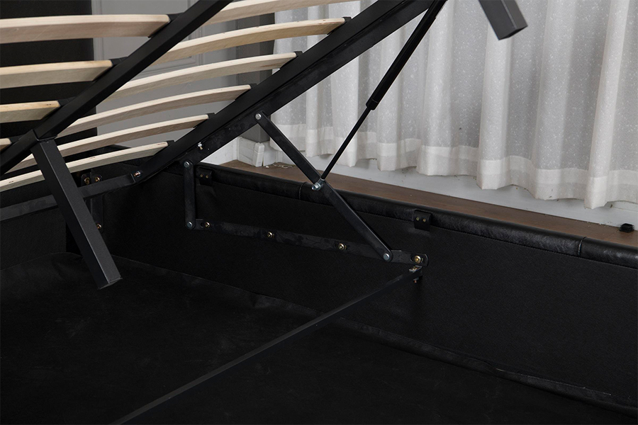 5030G Struttura letto contenitore imbottita moderna in ecopelle nera