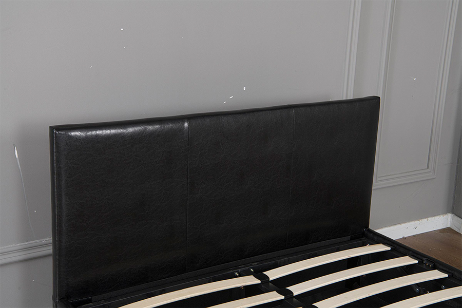 5030G Struttura letto contenitore imbottita moderna in ecopelle nera