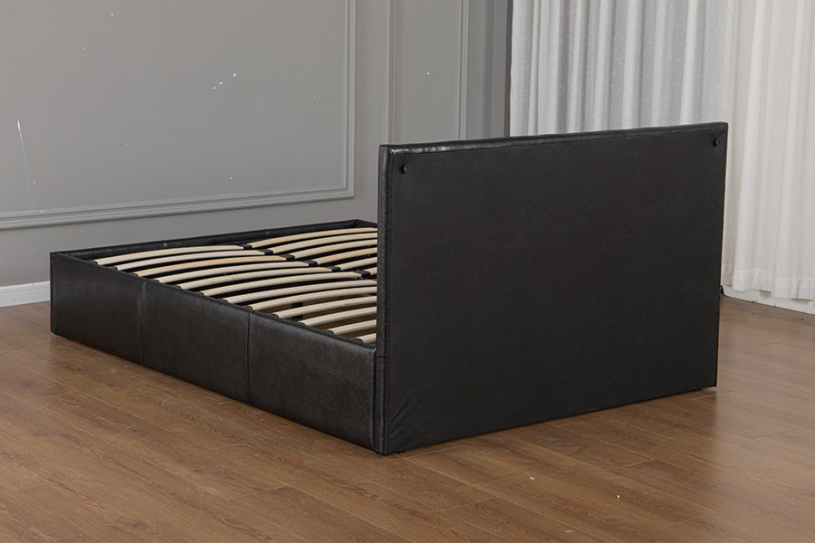 5030G Struttura letto contenitore imbottita moderna in ecopelle nera