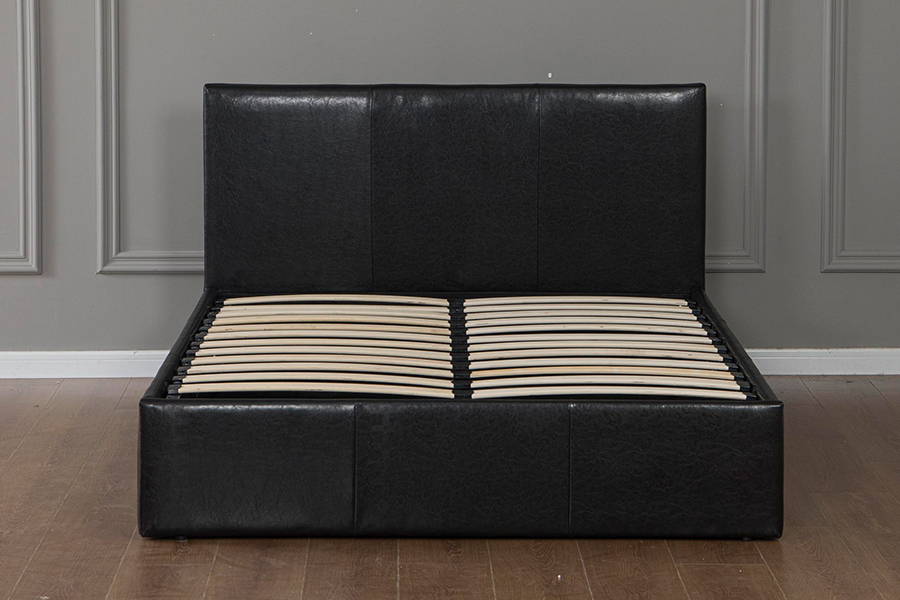 5030G Struttura letto contenitore imbottita moderna in ecopelle nera