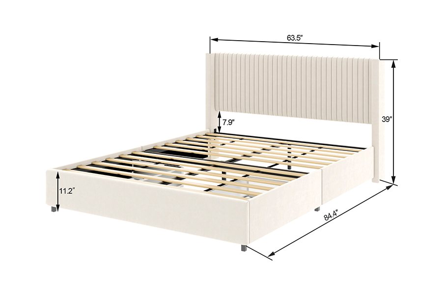 Letto imbottito moderno morbido N18 con struttura imbottita regolabile con contenitore