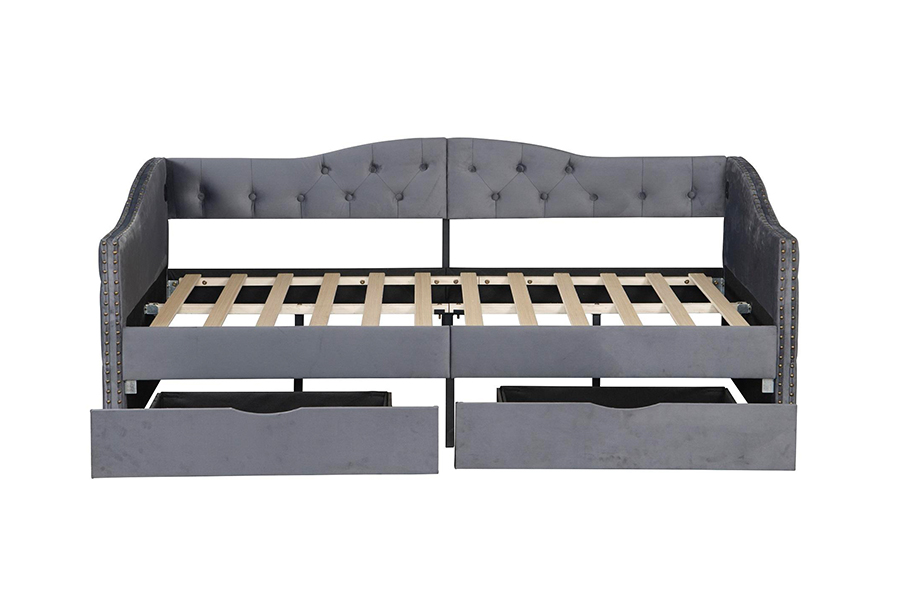 N13 Divano letto contenitore moderno con cuscino in velluto grigio europeo
