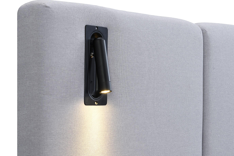 N1 Telaio letto imbottito a LED in tessuto resistente grigio scuro