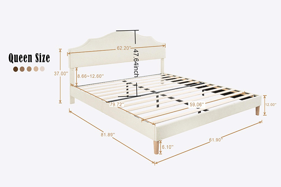 Letto imbottito queen size N21 in tessuto beige di alta qualità