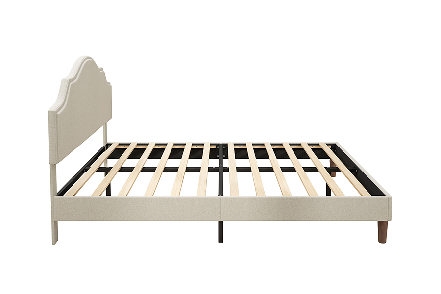 Letto imbottito queen size N21 in tessuto beige di alta qualità