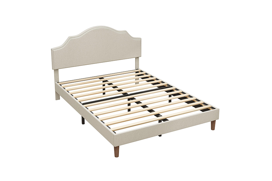 Letto imbottito queen size N21 in tessuto beige di alta qualità