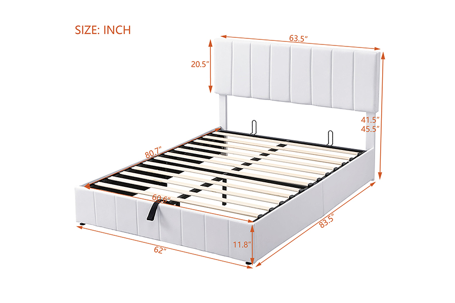 Strutture per letti imbottiti con struttura in legno resistente ecologica in tessuto bianco N5