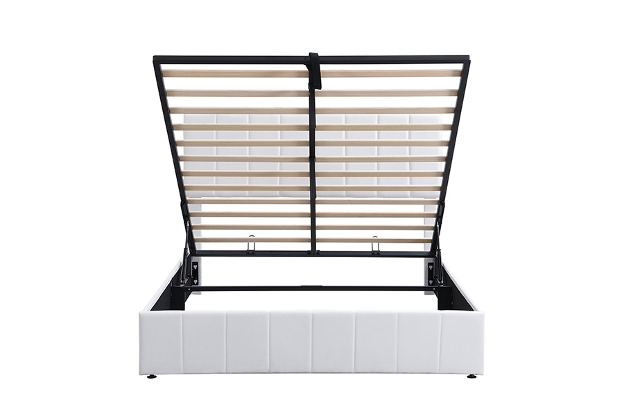 Strutture per letti imbottiti con struttura in legno resistente ecologica in tessuto bianco N5