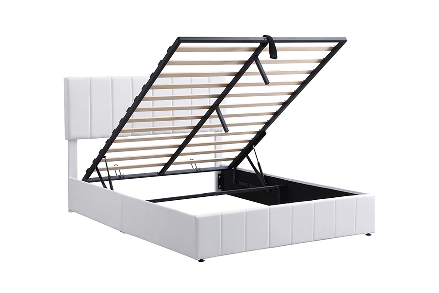 Strutture per letti imbottiti con struttura in legno resistente ecologica in tessuto bianco N5