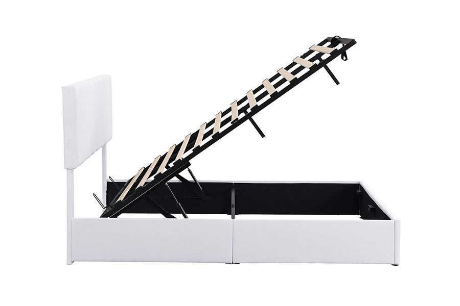 Strutture per letti imbottiti con struttura in legno resistente ecologica in tessuto bianco N5