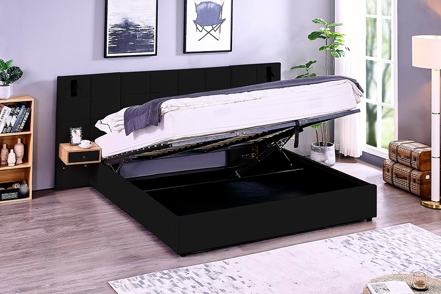 Telaio letto regolabile N6 Letto morbido in materiale imbottito con LED