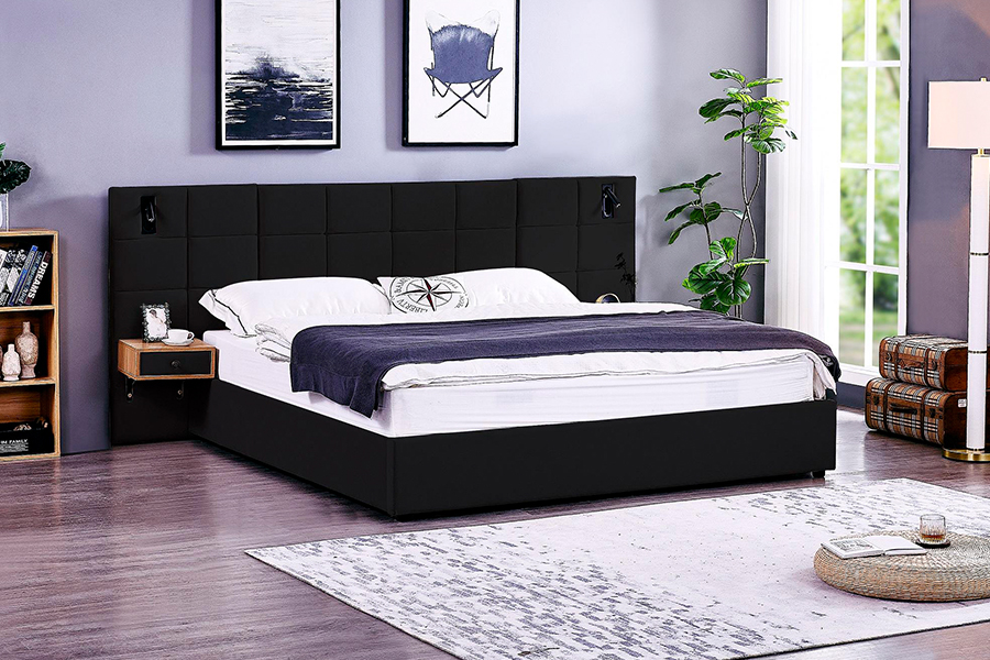 Telaio letto regolabile N6 Letto morbido in materiale imbottito con LED