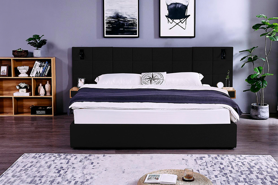 Telaio letto regolabile N6 Letto morbido in materiale imbottito con LED