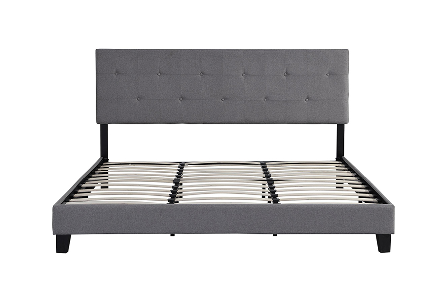 Letto imbottito con testiera capitonnè in tessuto grigio N7