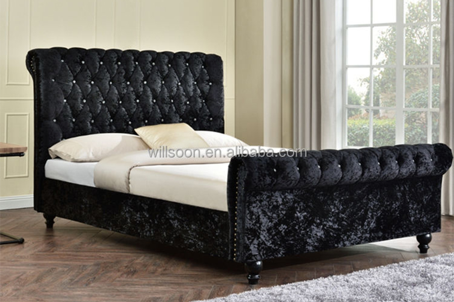 1153 Letto imbottito di design a forma di S in tessuto di velluto