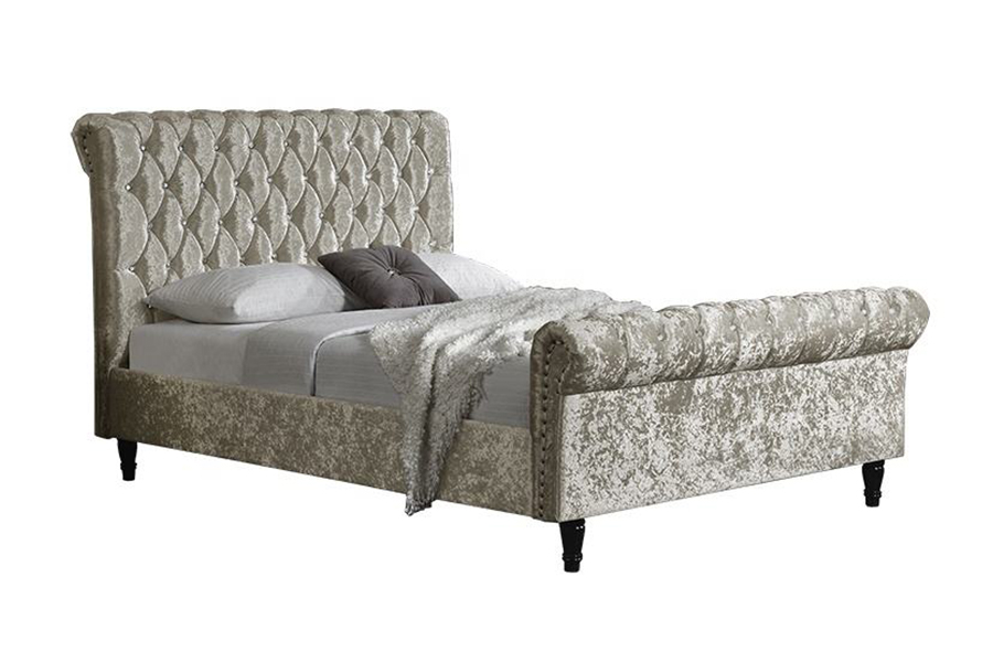 1153 Letto imbottito di design a forma di S in tessuto di velluto