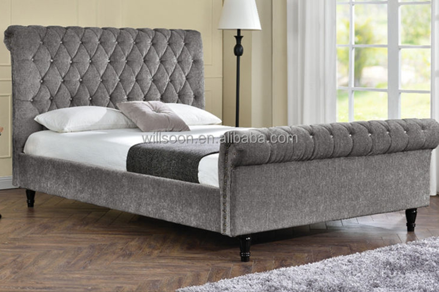 1153 Letto imbottito di design a forma di S in tessuto di velluto